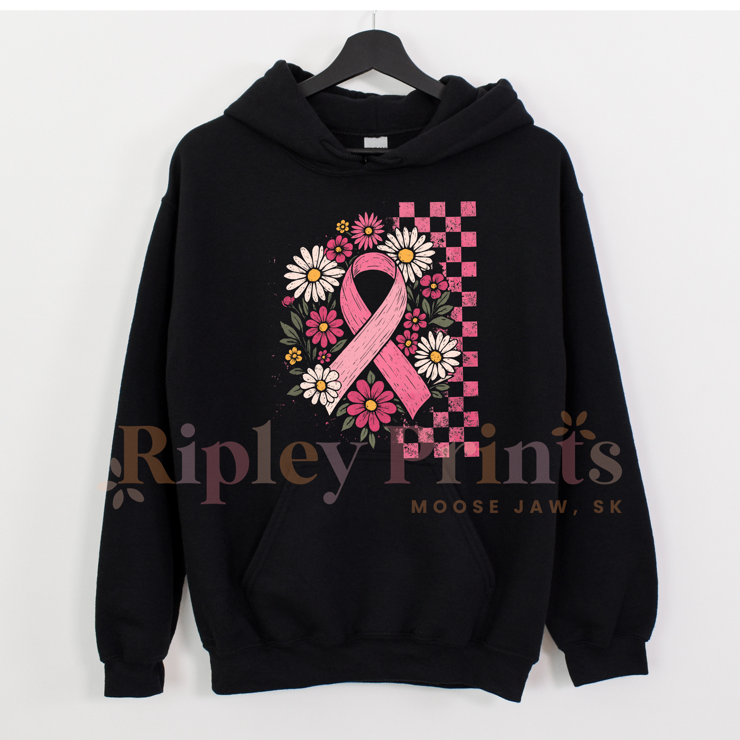 Plaid Breast Cancer Ribbon Hoodie