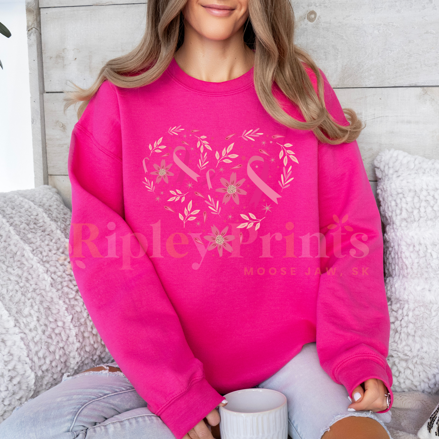 Breast Cancer Awareness Heart Crewneck