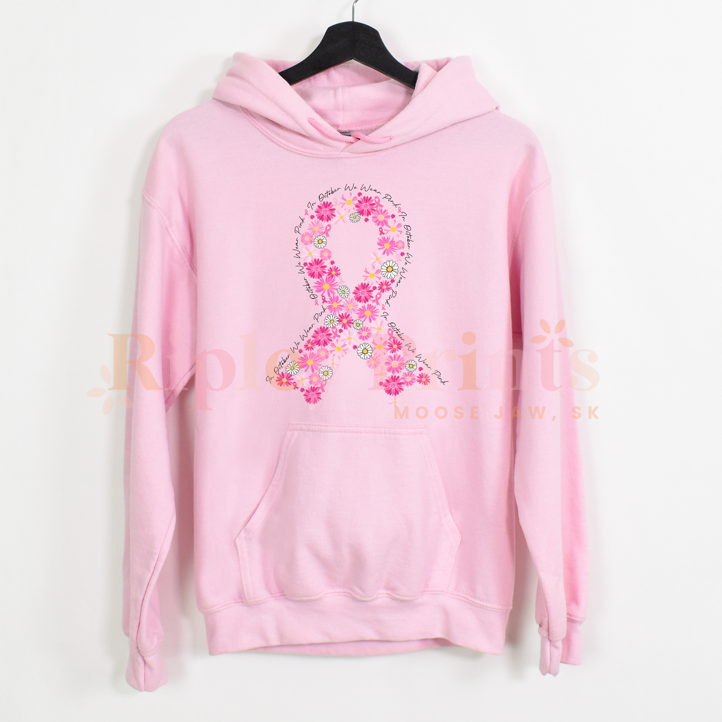 Breast Cancer Awareness Floral Ribbon Hoodie