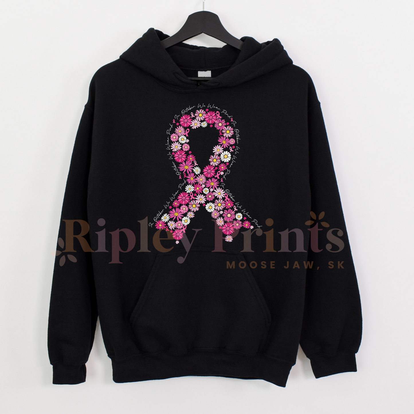 Breast Cancer Awareness Floral Ribbon Hoodie