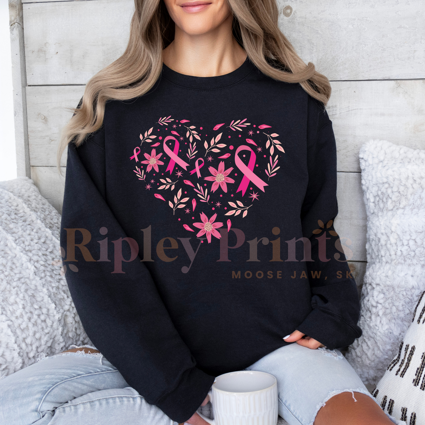 Breast Cancer Awareness Heart Crewneck