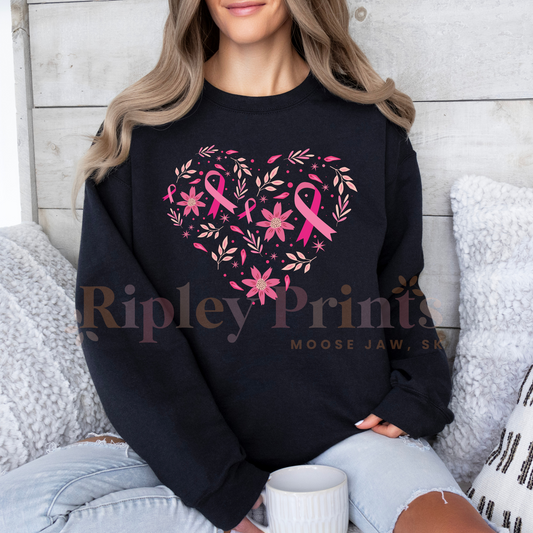 Breast Cancer Awareness Heart Crewneck