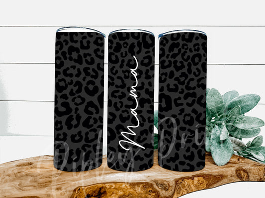 Black leopard print mama tumbler