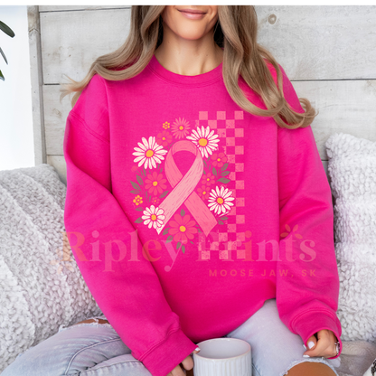 Plaid Breast Cancer Ribbon Crewneck