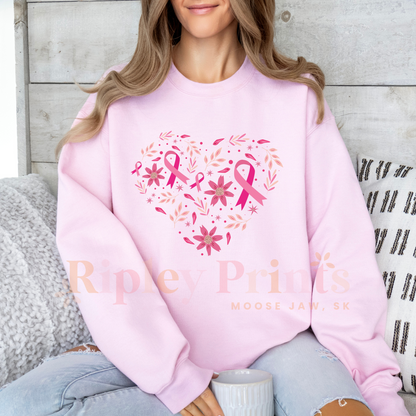 Breast Cancer Awareness Heart Crewneck