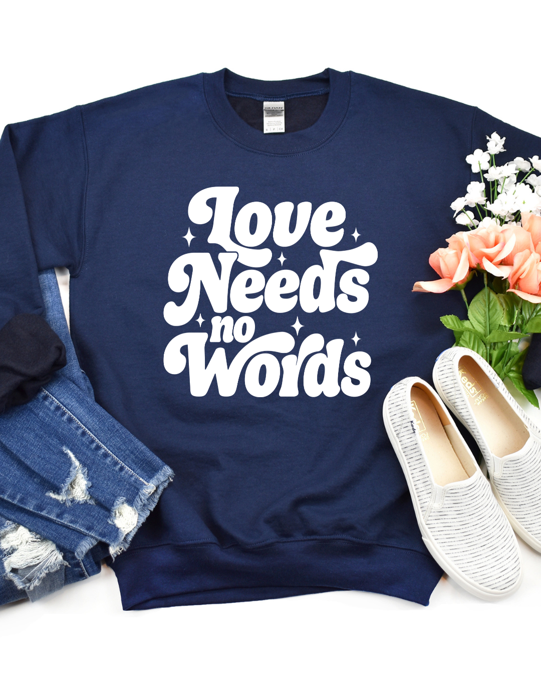 Love needs no words - Retro - T shirt or Sweater