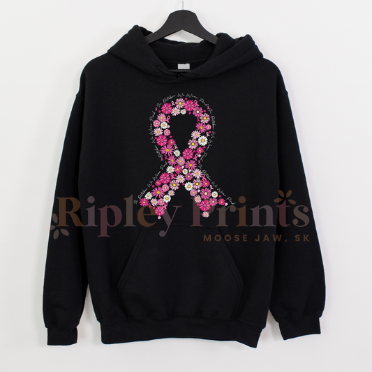 Breast Cancer Awareness Floral Ribbon Hoodie