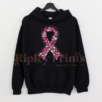 Breast Cancer Awareness Floral Ribbon Hoodie