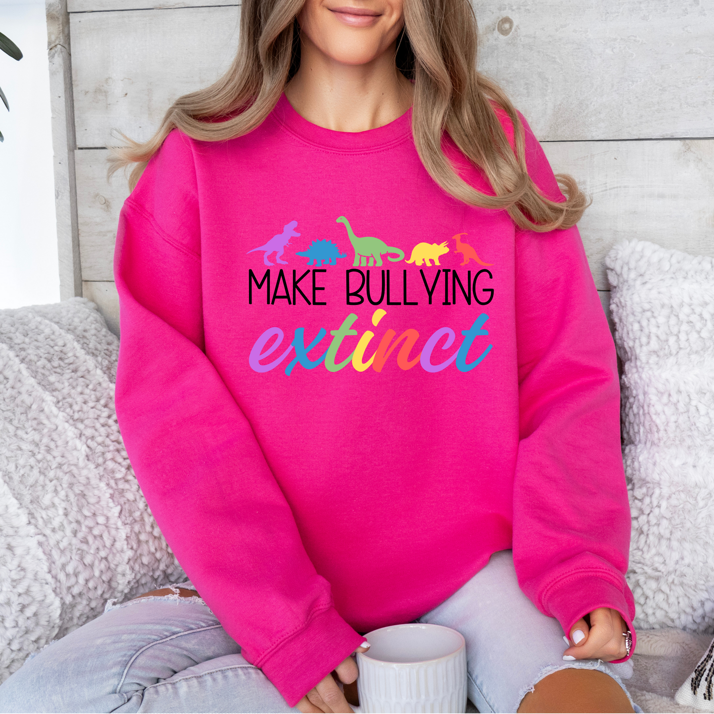 Adult anti bullying day crewneck - Bullying extinct