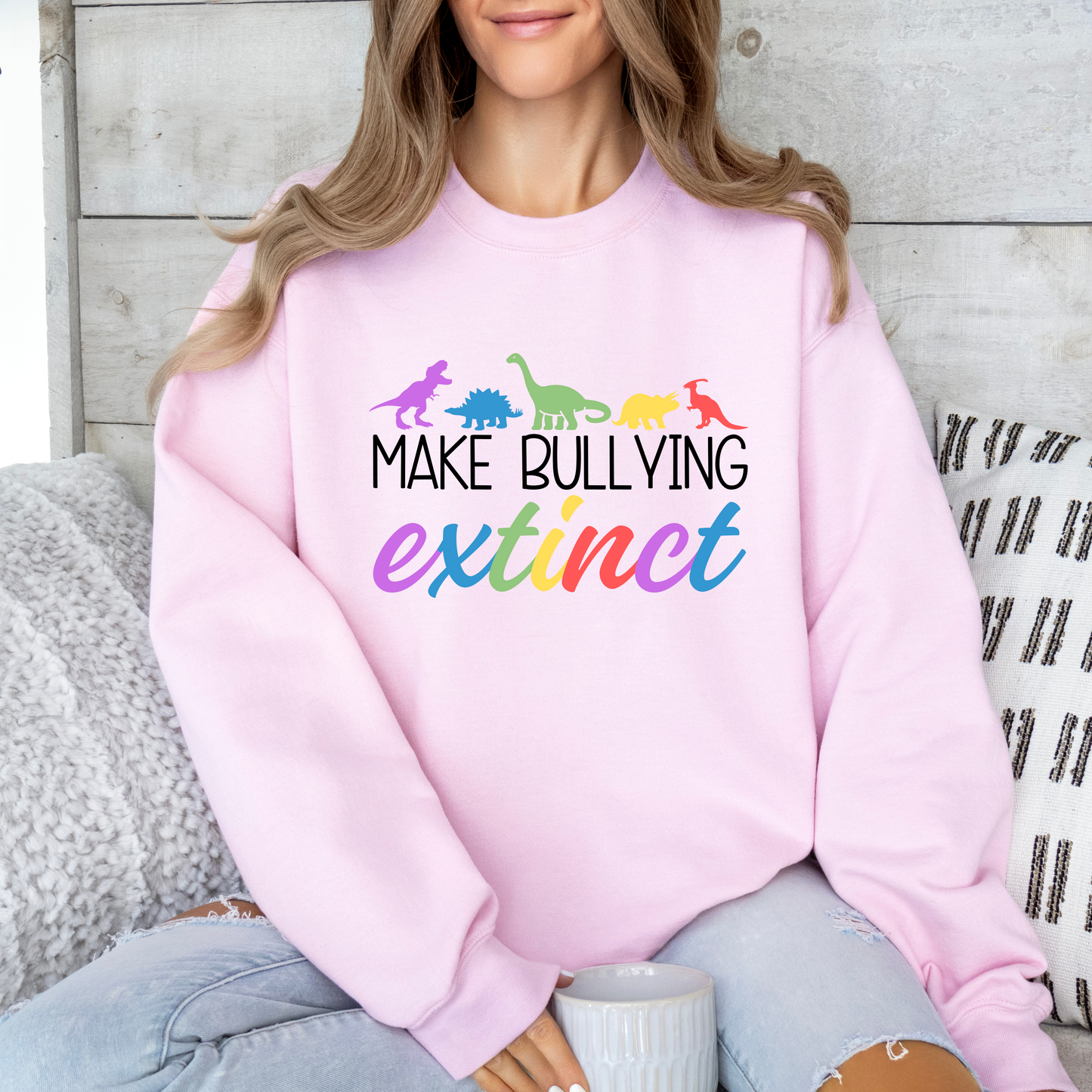 Adult anti bullying day crewneck - Bullying extinct