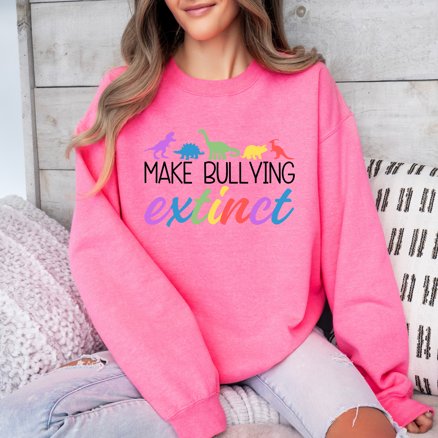 Adult anti bullying day crewneck - Bullying extinct