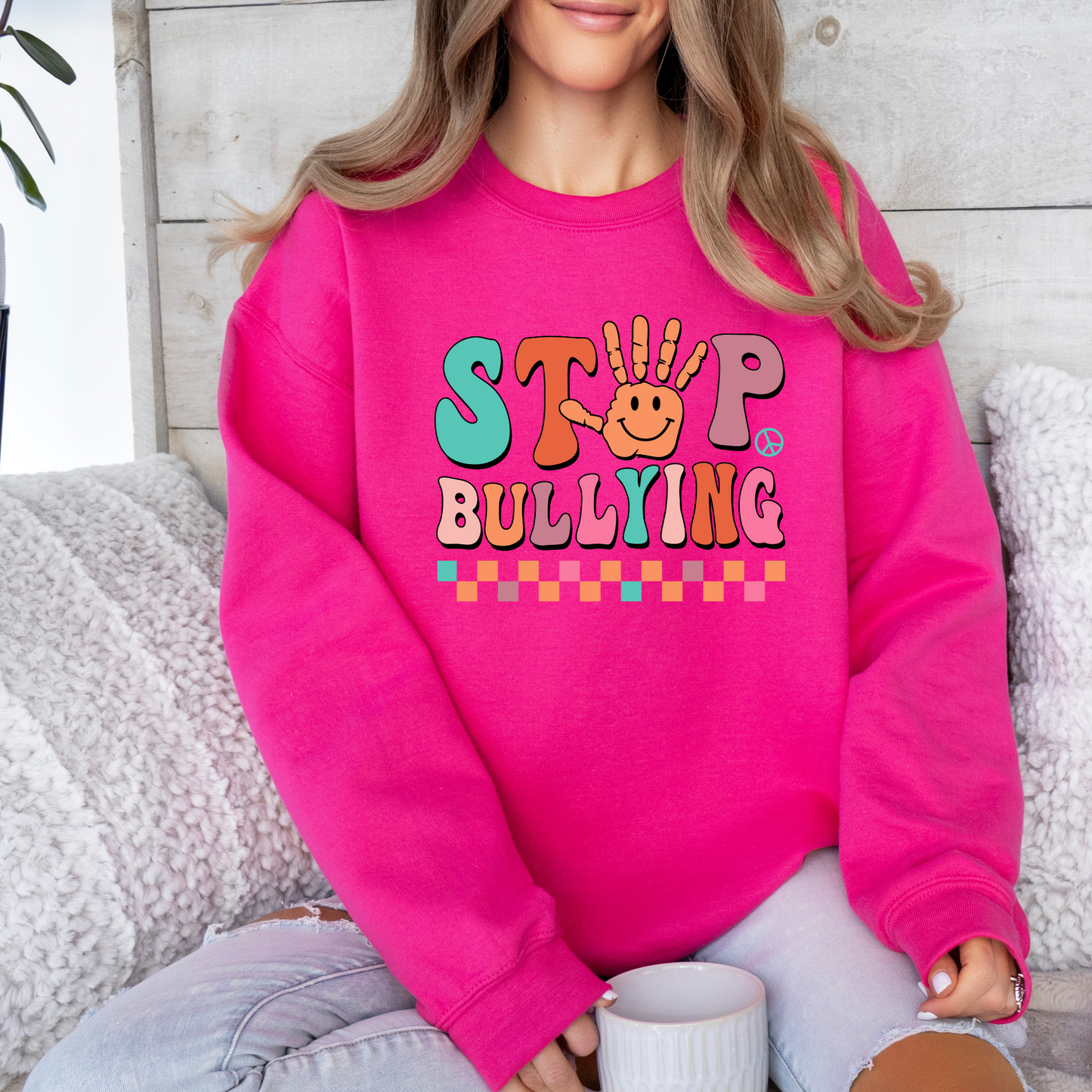 Adult Anti bullying day Crewneck - Stop bullying hand