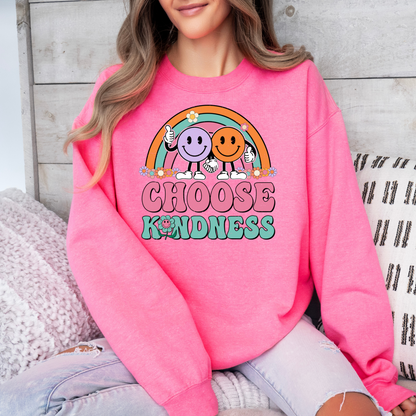 Adult Anti bullying day Crewneck - Choose Kindness rainbow