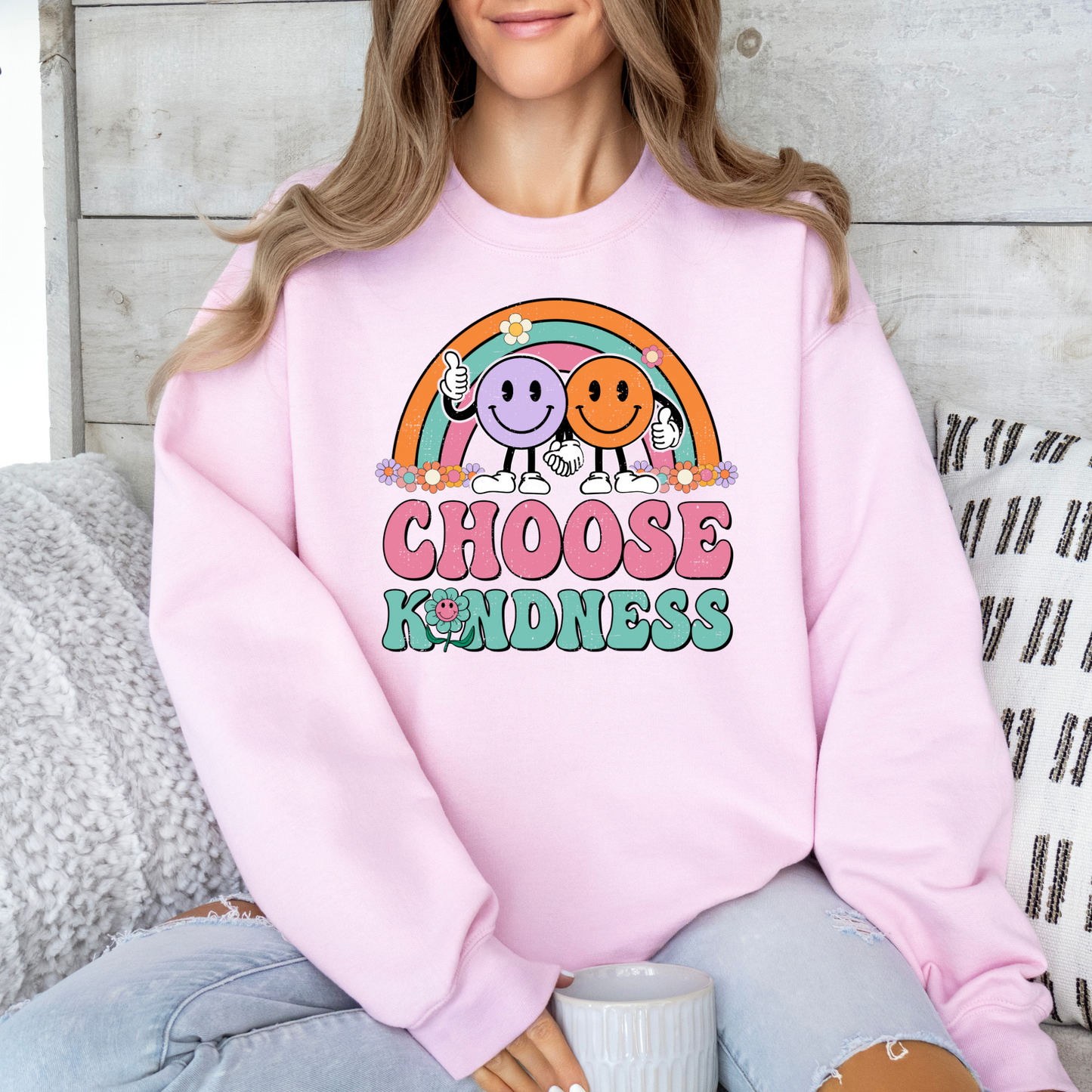 Adult Anti bullying day Crewneck - Choose Kindness rainbow