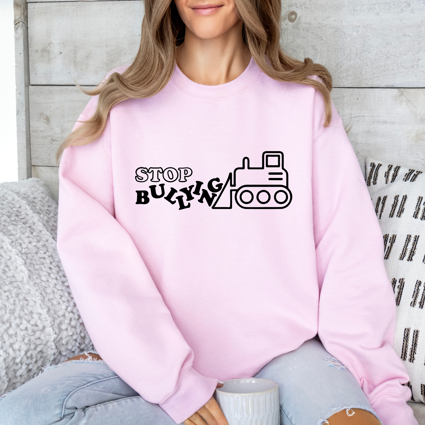 Adult anti bullying day crewneck - Bull Dozer