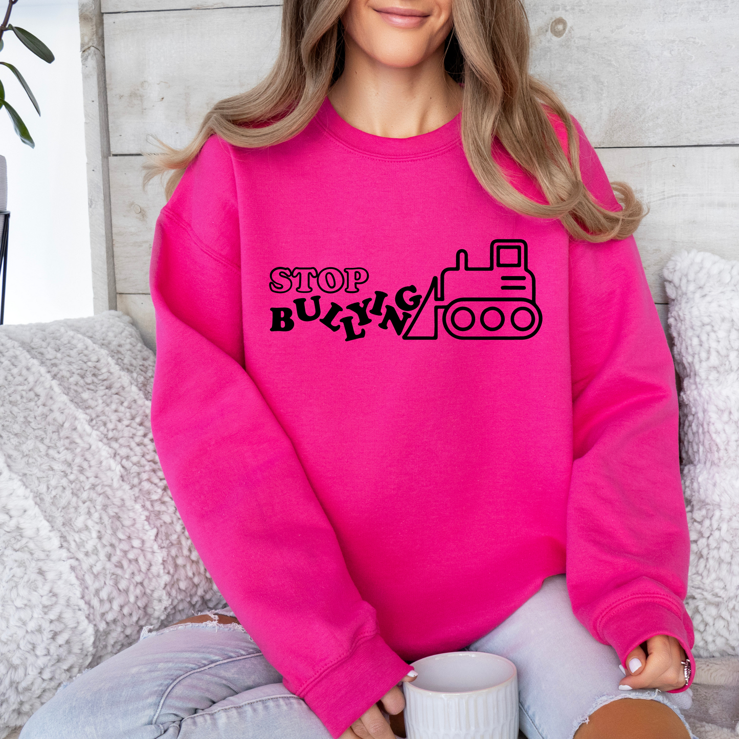 Adult anti bullying day crewneck - Bull Dozer