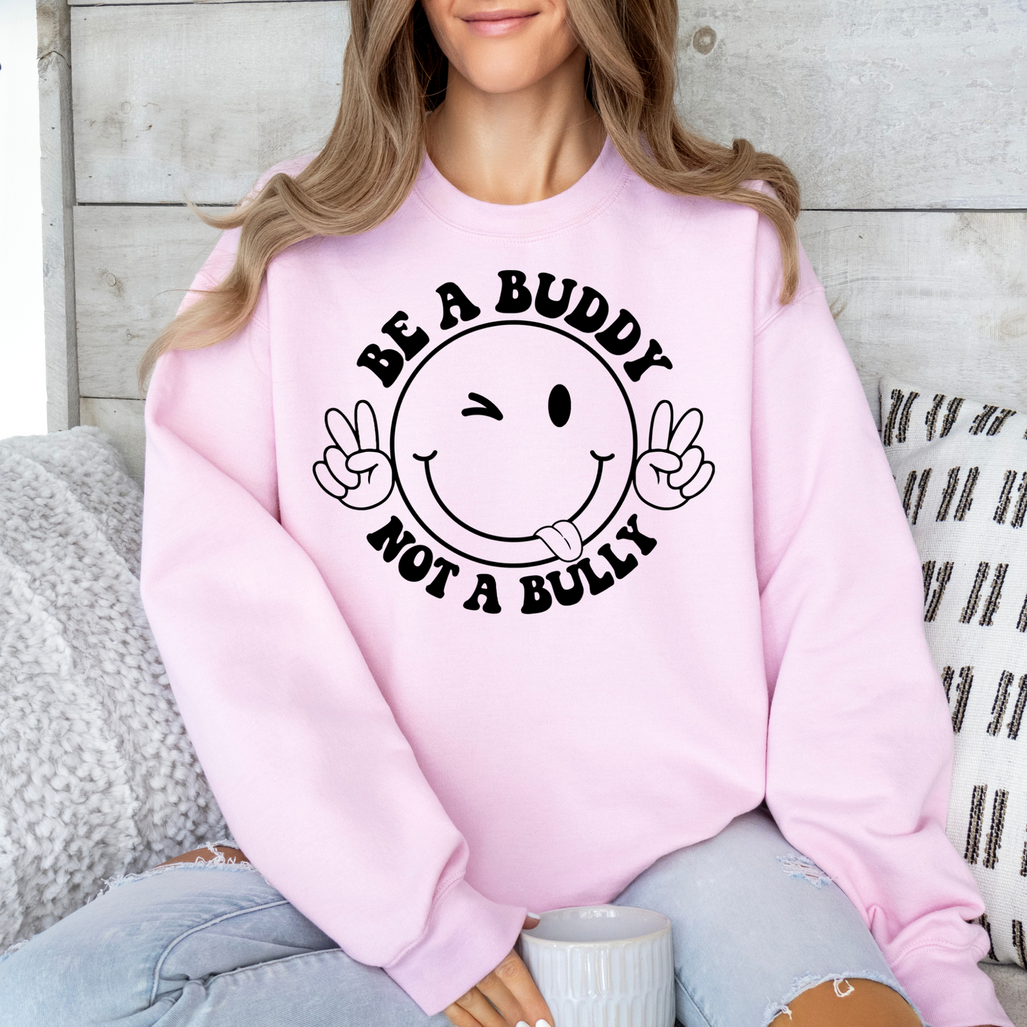 Adult Anti bullying day Crewneck - Be a buddy face