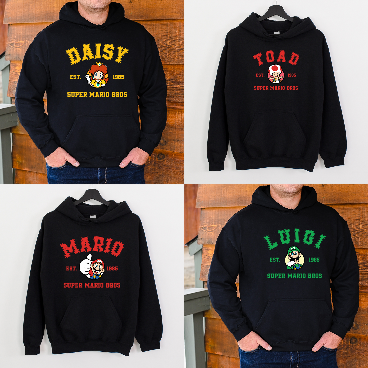 Adult black hoodie - super brothers