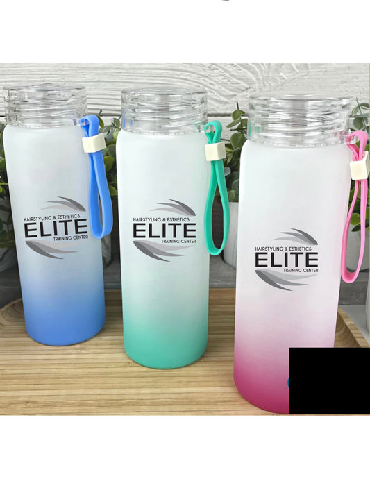 Glass ombre water bottle with Elite Branding