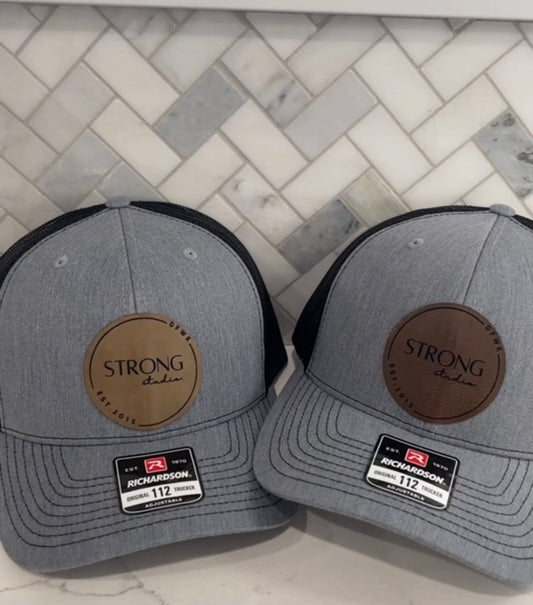 The Strong studio leather patch hat